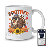 Personalized Custom Name Brother; Lovely Thanksgiving Plaid Turkey Pumpkin Sunflower; Family T-Shirt