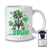 Personalized Custom Name Bruh Husky; Joyful St. Patrick's Day Husky Leprechaun Shamrocks T-Shirt