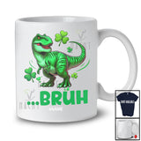 Personalized Custom Name Bruh T-Rex; Joyful St. Patrick's Day T-Rex Leprechaun Shamrocks T-Shirt