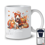 Personalized Custom Name Bull Terrier Plaid Pumpkins; Thanksgiving Fall Leaves; Family T-Shirt