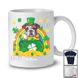 Personalized Custom Name Bulldog Leprechaun In Pot Of Gold; Lovely St. Patrick's Day Rainbow T-Shirt