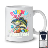 Personalized Custom Name Bunny Bass Fish; Awesome Easter Day Bass Fish Egg Hunt; Sea Animal T-Shirt