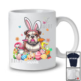 Personalized Custom Name Bunny Bulldog Painting Easter Eggs; Lovely Easter Family T-Shirt
