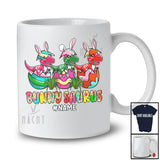 Personalized Custom Name Bunny Dinosaur; Joyful Easter Three Bunny T-Rex In Easter Eggs; Leopard T-Shirt