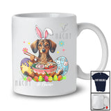 Personalized Custom Name Bunny Dachshund Eating Ramen Noodles; Lovely Easter Eggs Japanese T-Shirt