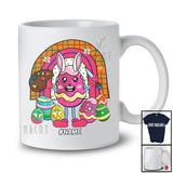 Personalized Custom Name Bunny Easter Eggs Painting; Lovely Easter Rainbow Bunny Egg Hunt T-Shirt