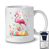 Personalized Custom Name Bunny Ridding Flamingo; Amazing Easter Eggs Hunting; Family T-Shirt