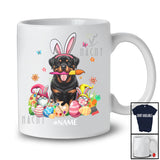 Personalized Custom Name Bunny Rottweiler Painting Easter Eggs; Lovely Easter Family T-Shirt