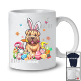 Personalized Custom Name Bunny Shar Pei Painting Easter Eggs; Lovely Easter Family T-Shirt