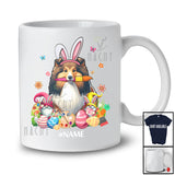 Personalized Custom Name Bunny Shetland Sheepdog Painting Easter Eggs; Lovely Easter Family T-Shirt