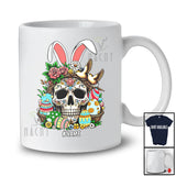 Personalized Custom Name Bunny Skull With Easter Egg Basket; Amazing Easter Family T-Shirt
