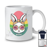 Personalized Custom Name Bunny With Leopard Sunglasses Bandana; Lovely Easter Eggs Retro T-Shirt