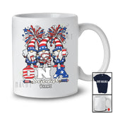 Personalized Custom Name CNA Squad; Lovely 4th of July Three Gnomes; Patriotic Hospital Careers T-Shirt