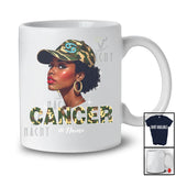 Personalized Custom Name Cancer; Amusing Birthday Camouflage Black Afro Woman; Zodiac Sign T-Shirt