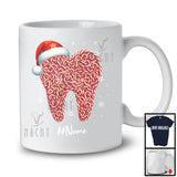 Personalized Custom Name Candy Canes In Tooth Shape; Lovely Christmas Santa Dental Dentist T-Shirt