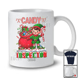 Personalized Custom Name Candy Inspector; Adorable Christmas ELF Presents Candy Cane T-Shirt