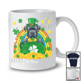 Personalized Custom Name Cane Corso Leprechaun In Pot Of Gold; Lovely St. Patrick's Day Rainbow T-Shirt
