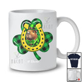 Personalized Custom Name Capybara Plaid Shamrock Horseshoe; Joyful St. Patrick's Day Animal T-Shirt