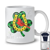 Personalized Custom Name Cardinal Bird Plaid Shamrock Horseshoe; Joyful St. Patrick's Day Bird T-Shirt