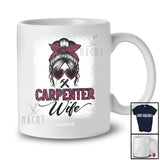 Personalized Custom Name Carpenter Wife; Joyful Mother's Day Leopard Messy Bun Carpenter T-Shirt