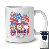 Personalized Custom Name Cashier Squad; Joyful 4th Of July Three Gnomes; US Flag Heart Patriotic T-Shirt