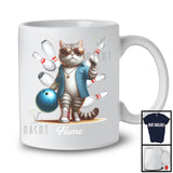 Personalized Custom Name Kitten Playing Bowling, Humorous Kitten Sport Player, Matching Team T-Shirt