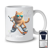 Personalized Custom Name Kitten Playing Hockey, Humorous Kitten Sport Player, Matching Team T-Shirt
