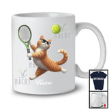 Personalized Custom Name Kitten Playing Tennis, Humorous Kitten Sport Player, Matching Team T-Shirt