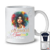 Personalized Custom Name Celebrate Juneteenth; Lovely Dripping Afro Woman African American T-Shirt