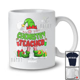 Personalized Custom Name Chemistry Teacher; Lovely Christmas Elf Snowing Book Education Jobs T-Shirt