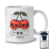 Personalized Custom Name Cherry Skull Coquette Bow Tie; Humorous Halloween Fruit Cosplay T-Shirt