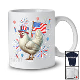 Personalized Custom Name Chicken, Lovely 4th Of July American Flag Fireworks, Chicken Patriotic T-Shirt