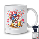 Personalized Custom Name Chihuahua Drinking Beer; Amusing 4th Of July Fireworks Patriotic T-Shirt