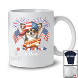Personalized Custom Name Chihuahua with Hotdog American Flag; Awesome 4th of July Patriotic T-Shirt