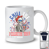 Personalized Custom Name Chill The Fourth Out; Humorous 4th Of July Skeleton Drinking; Patriotic T-Shirt