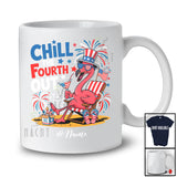 Personalized Custom Name Chill The Fourth Out; Humorous 4th of July US Flag Flamingo; Patriotic T-Shirt