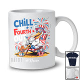 Personalized Custom Name Chill The Fourth Out; Humorous 4th of July US Flag Pelican; Patriotic T-Shirt