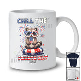 Personalized Custom Name Chill The Fourth Out; Joyful 4th Of July Raccoon Relax On Float; Patriotic T-Shirt