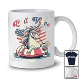 Personalized Custom Name Chill Vibes; Lovely 4th Of July Unicorn On Float US Flag; Patriotic T-Shirt