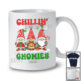 Personalized Custom Name Chillin' With My Gnomies; Joyful Christmas Snow Three Gnomes T-Shirt
