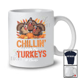 Personalized Custom Name Chillin' With My Turkeys; Amusing Thanksgiving Three Turkeys Pumpkins T-Shirt