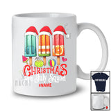 Personalized Custom Name Christmas In July Squad; Joyful Summer Vacation Three Ice Pops Ice Cream T-Shirt