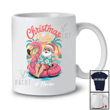 Personalized Custom Name Christmas In July; Joyful Summer Santa On Flamingo Float; Hawaiian T-Shirt