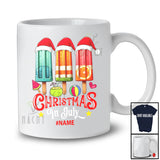 Personalized Custom Name Christmas In July; Joyful Summer Vacation Three Ice Pops Ice Cream T-Shirt