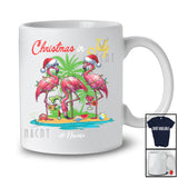 Personalized Custom Name Christmas In July; Lovely Summer 3 Santa Flamingos; Drinking T-Shirt