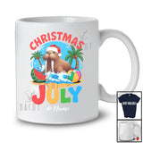 Personalized Custom Name Christmas In July; Lovely Summer Vacation Walrus Beach Sea Animal T-Shirt
