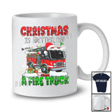 Personalized Custom Name Christmas Is Better On A Fire Truck; Amazing X-mas Lights Snow Plaid T-Shirt