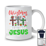 Personalized Custom Name Christmas It's All About Jesus; Joyful X-mas Three Plaid Cross; Family T-Shirt