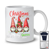 Personalized Custom Name Christmas With My Gnomies; Lovely Three Gnomes Snowing; Family T-Shirt