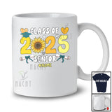 Personalized Custom Name Class Of 2025 Senior; Proud Back To School Sunflower Student Teacher T-Shirt